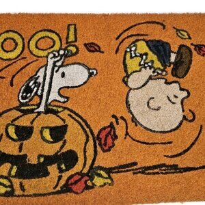 PEANUTS SNOOPY CHARLIE BROWN HALLOWEEN “BOO” COIR DOOR MAT 18”x30” NWT
